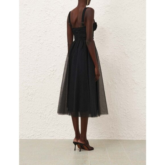 NWT Zimmermann Black Tulle Mesh Overlay Corset Maxi Dress Size 4 - Picture 10 of 13
